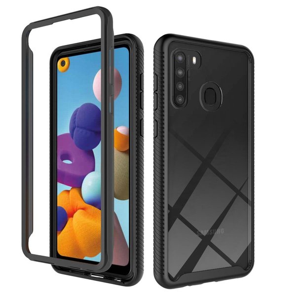 Dream Wireless Dream Wireless FTCSAMA21-FUSXO-BK Tough Fusion-X Clear Rugged TPU Bumper with Hard PC Clear Back Shockproof for Samsung Galaxy A21; Black FTCSAMA21-FUSXO-BK